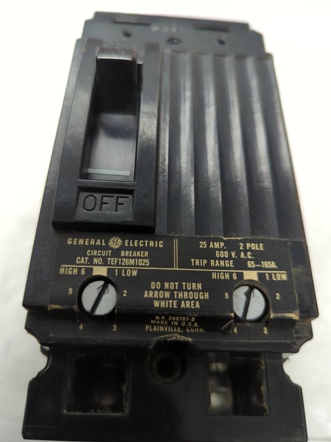 Used GE,TEF126M1025,CIRCUIT BREAKER 2-POLE 25 AMP PRE-OWNED PRE-OWNED