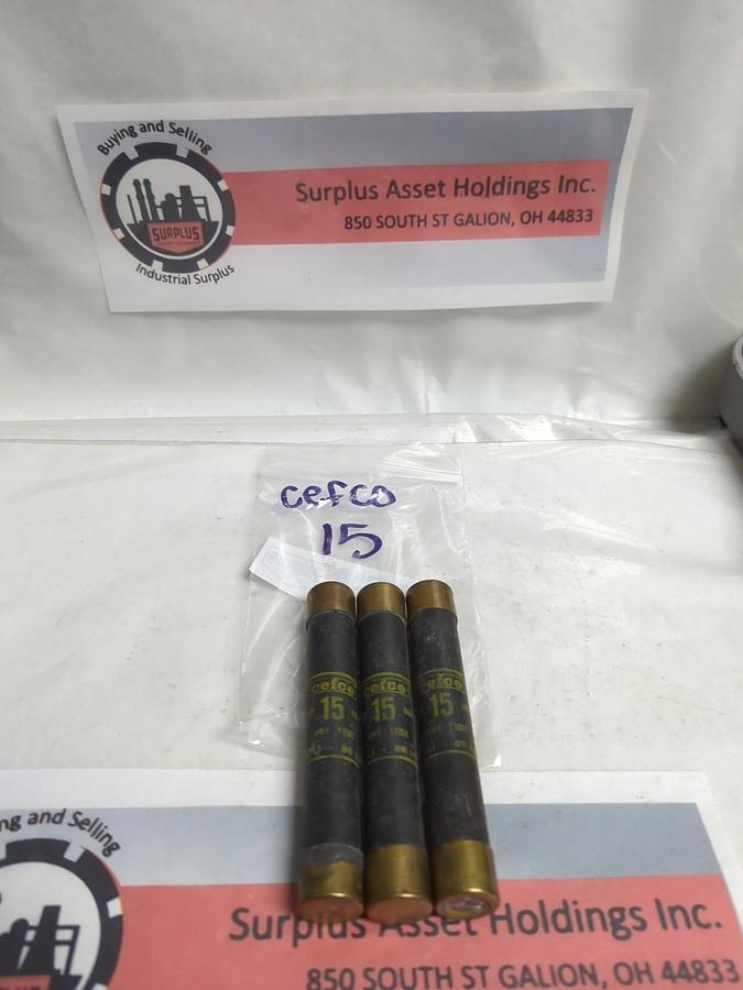 Used CEFCO,15,ONE-TIME 15 AMP FUSE LOT OF 3 PRE-OWNED
