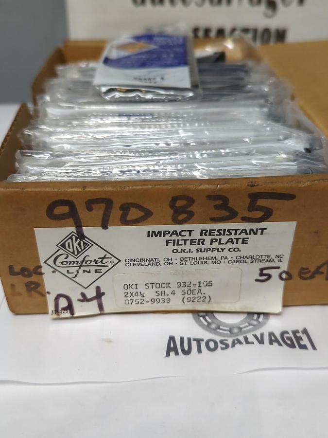 OKI COMFORT,932-105,IMPACT RESISTANT FILTER PLATE 2X4-1/4 IN SHADE 4 BOX OF 50