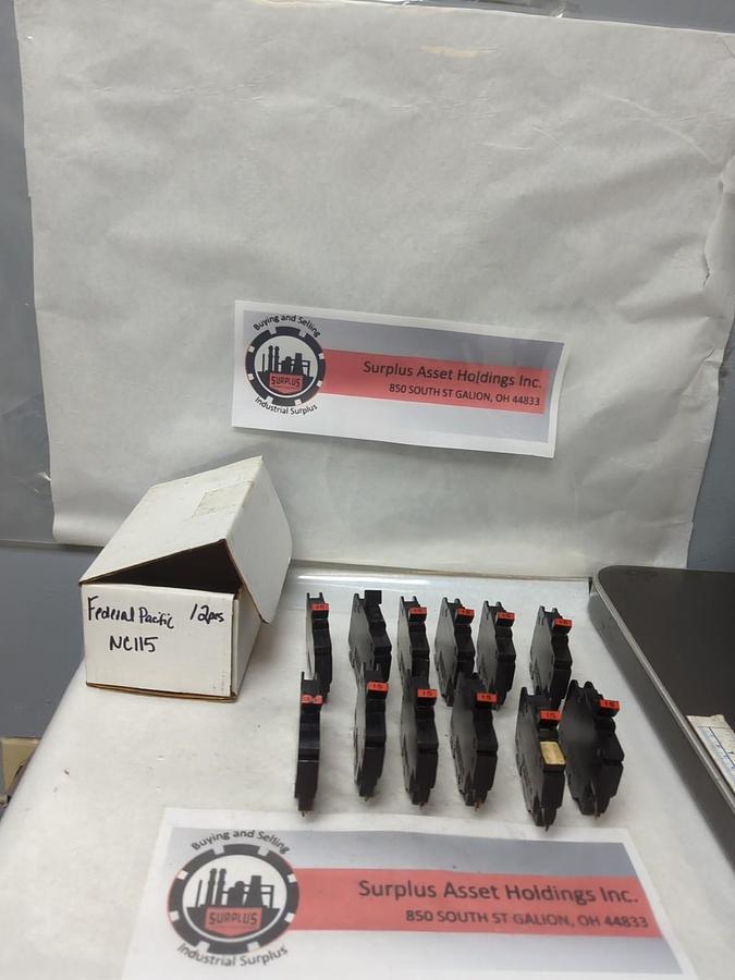 Used FEDERAL PACIFIC,NC115,STAB-LOK CIRCUIT BREAKER 15 AMP 1-POLE LOT OF 12 PRE-OWNED