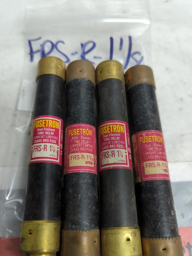 Used COOPER BUSSMANN,FRS-R-1-1/8,FUSETRON 1-1/8 AMP FUSE LOT OF 4 PRE-OWNED