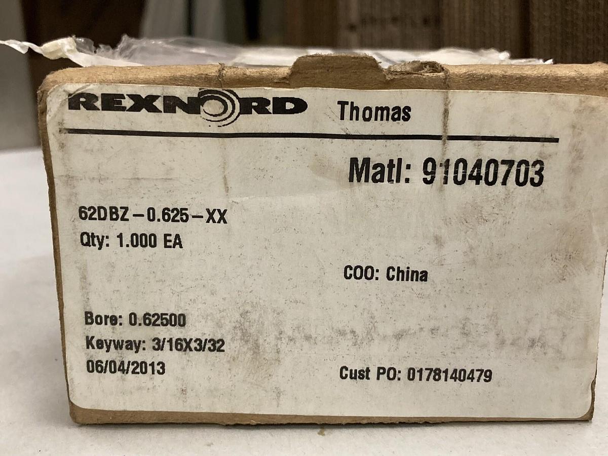 Used Rexnord,62DBZ-0.625-XX,Hub Bore 91040703