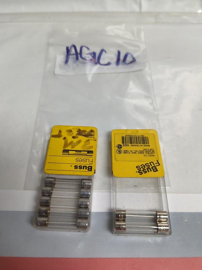 COOPER BUSSMANN,AGC-10,10 AMP FUSE LOT OF 7 NOS