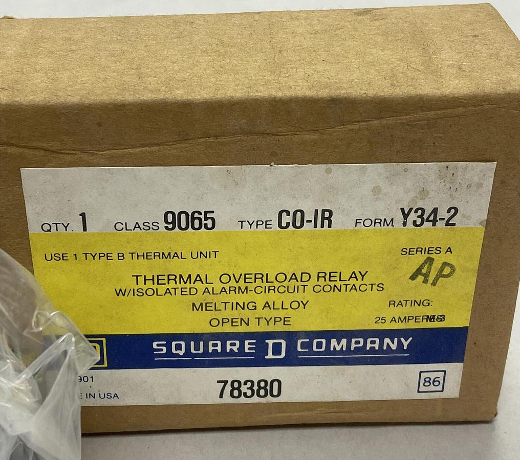 SQUARE D,9065-CO-1R,SER A OVERLOAD RELAY LOT OF 2 NEW