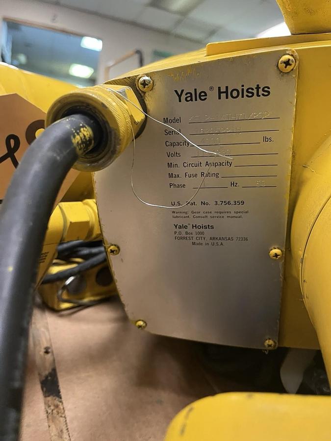 Used YALE HOIST,KEL2-14TH71/2S2,ELECTRIC HOIST 2TON 1PH 25FT CHAIN