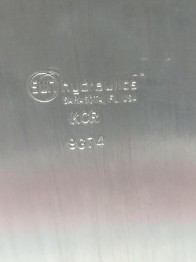 Used SUN HYDRAULICS,KCR 9G74,HYDRAULIC VALVE BLOCK W/ 9G54 CARTRIDGE VALVE PRE-OWNED