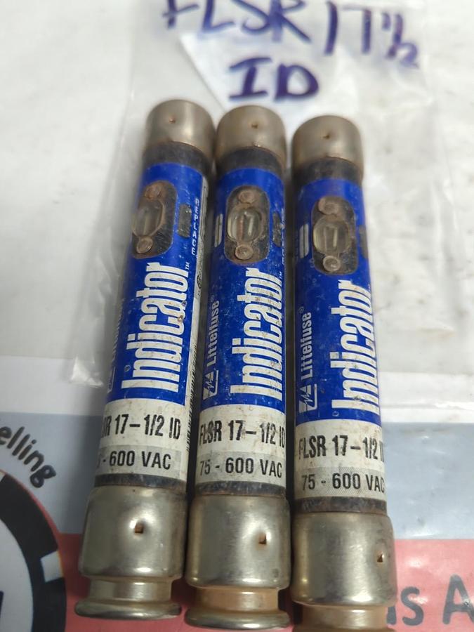 Used LITTELFUSE,FLSR17-1/2ID,INDICATOR 17-1/2 AMP FUSE LOT OF 3 PRE-OWNED