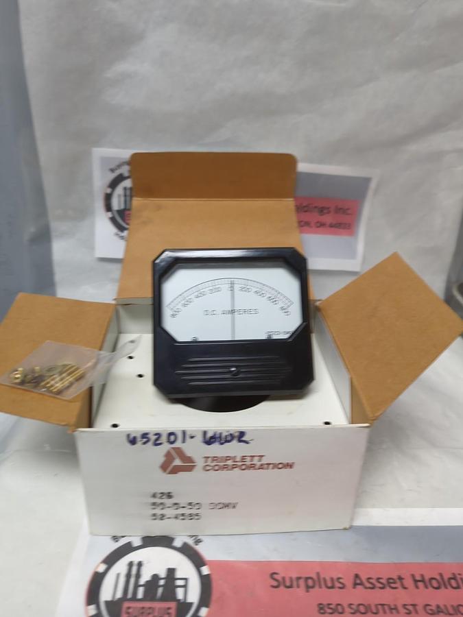 TRIPLETT,65201-6WR,PANEL METER 800-0-800 D.C AMPERES NOS
