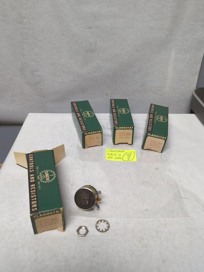 CLAROSTAT,43C2-5,2-WATT POTENTIOMETER 375-225 LOT OF 4 NOS