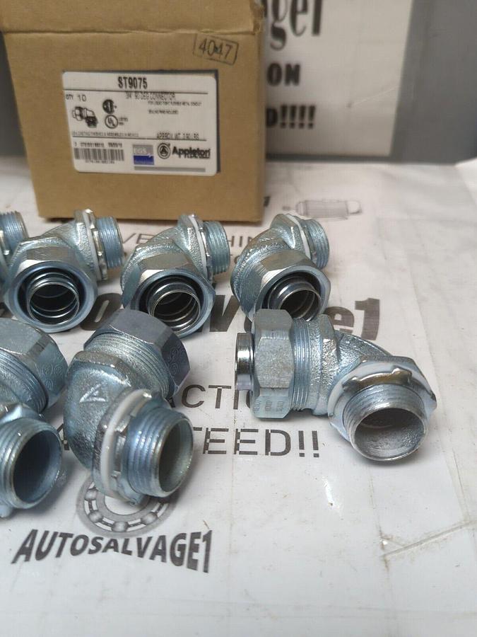 APPLETON,ST9075,LIQUID TIGHT 3/4 INCH CONDUIT CONNECTORS 90 DEG BOX OF 10 NEW