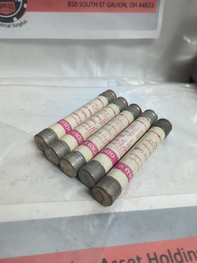 Used GOULD SHAWMUT,TRS6-1/4R,TRI-ONIC 6-1/4 AMP FUSE LOT OF 5 PRE-OWNED