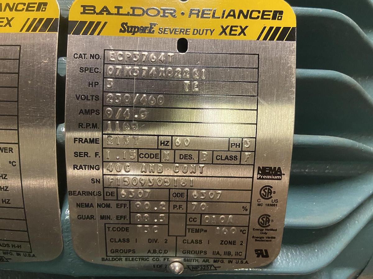 BALDOR,ECP3764T,3HP SUPER E SEVERE DUTY MOTOR 1165RPM 213T