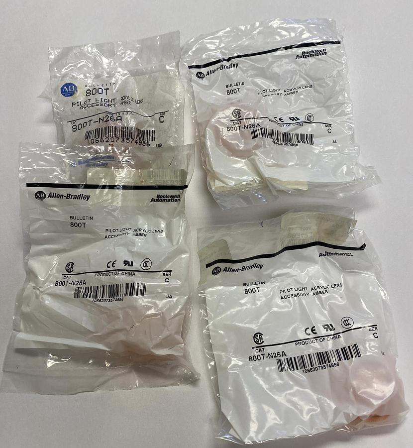 ALLEN BRADLEY,800T-N26A,SER C AMBER PILOT LIGHT CAP LOT OF 4 NEW