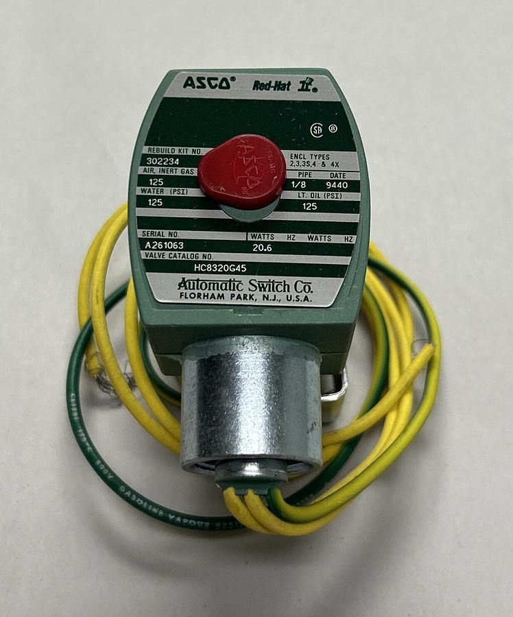 ASCO,HC8320G45,SOLENOID VALVE 125VDC NOS