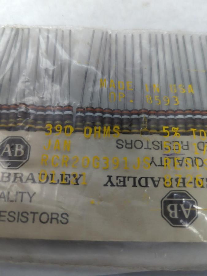 ALLEN BRADLEY,RCR20G391JS,RESISTORS 390 OHMS 1/2 WATT 5% PACK OF 50 NOS