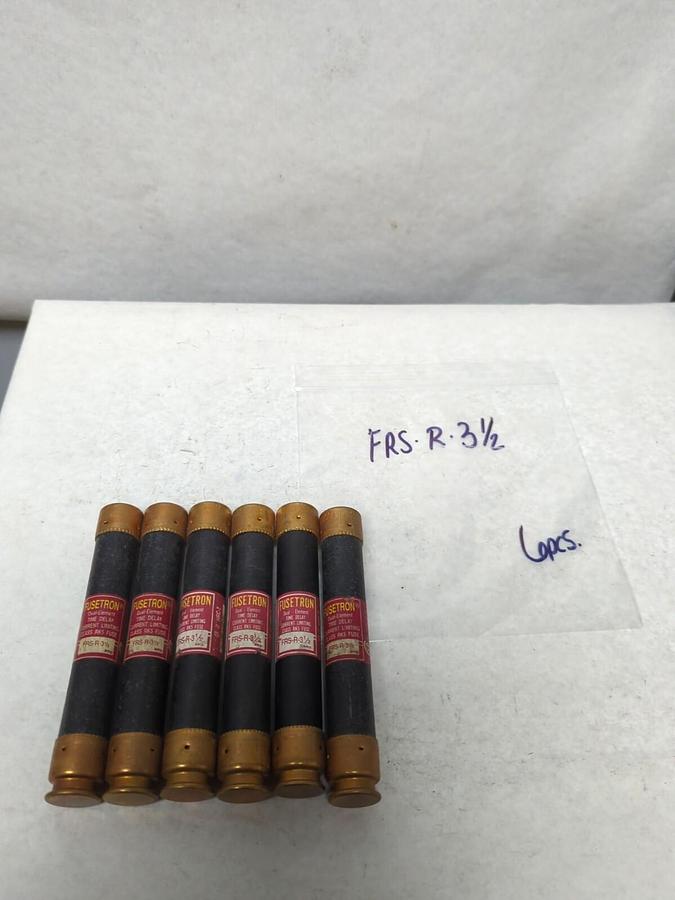 Used COOPER BUSSMANN,FRS-R-3-1/2,FUSETRON 3-1/2 AMP FUSE LOT OF 6 PRE-OWNED