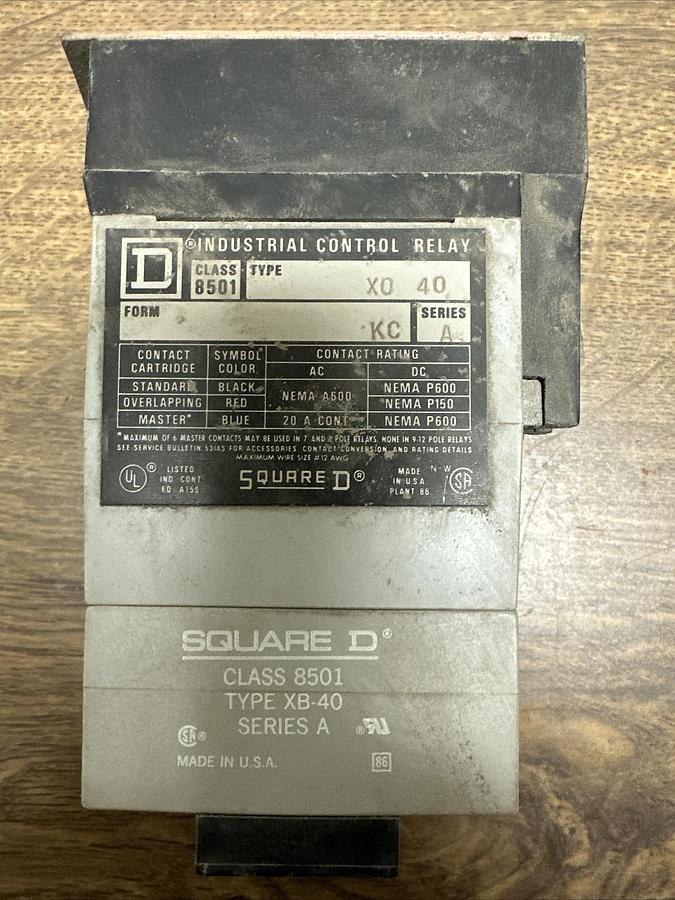 Used Square D,8501XO-40KC,Industrial Control Relay