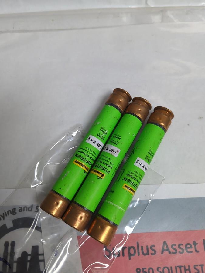 Used COOPER BUSSMANN,FRS-R-5,FUSETRON 5 AMP FUSE LOT OF 3 PRE-OWNED
