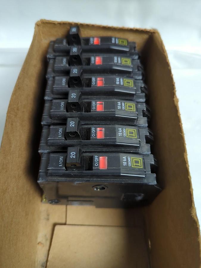 SQUARE D,QOB120,BOLT-ON CIRCUIT BREAKER 1-POLE 20 AMP PACK OF 6 NOS