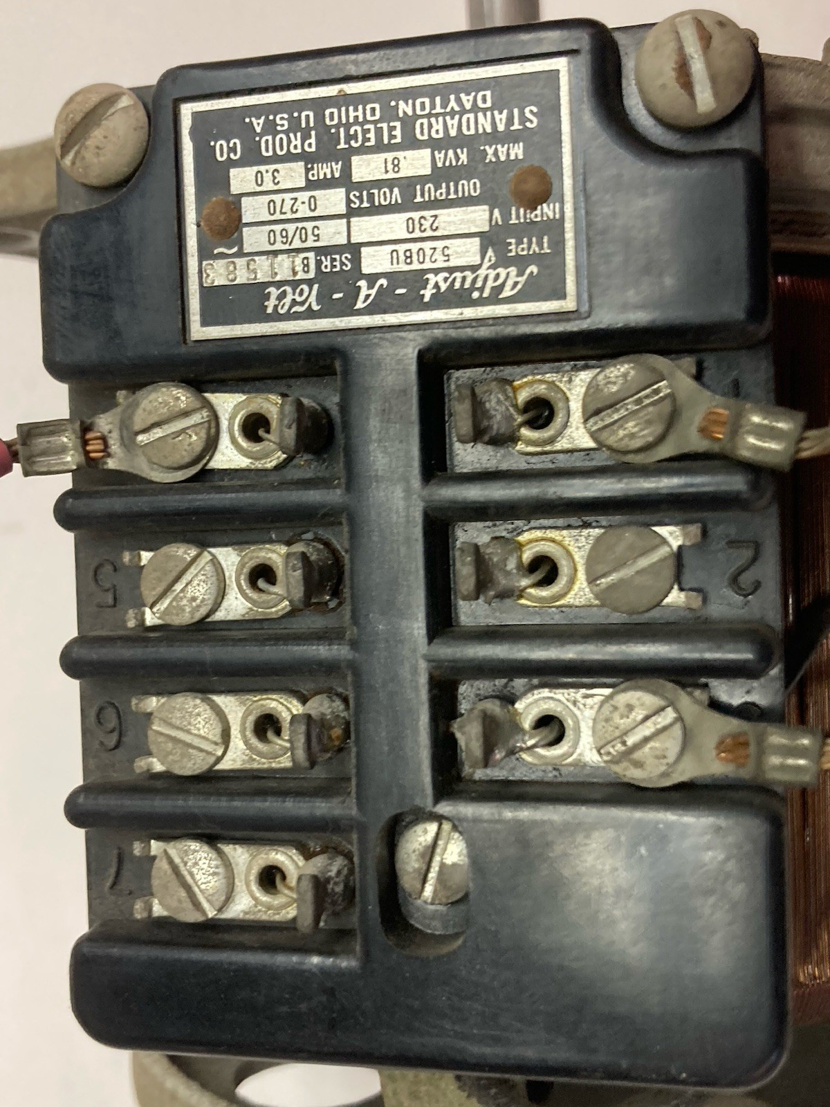 Used Adjust-A-Volt,Type 5203U,Power Stat Transformers 230V 50/60Hz 3A