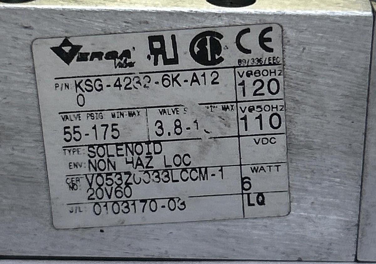 Used VERSA,KSG-4232-6K-A12,FOUR WAY SOLENOID VALVE