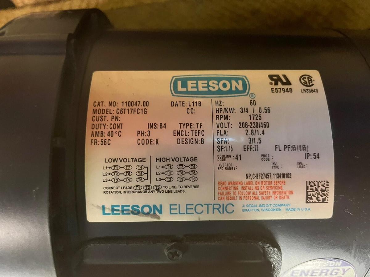 Used IRONMAN,GRG-BM826-30-L-56,GEAR MOTOR 3/4HP RATIO 30