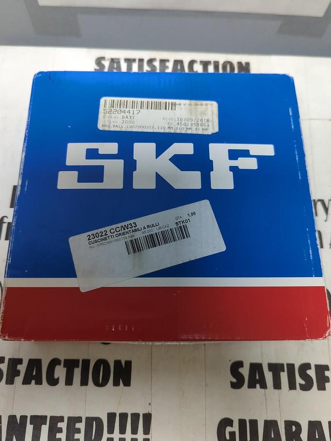 SKF,23022 CC/W33,SPHERICAL ROLLER BEARING 110MM X 170MM X 45MM NOS