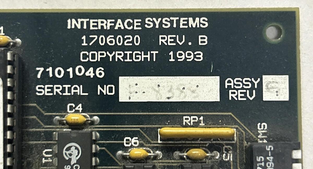 Used INTERFACE SYSTEMS,1706020,CIRCUIT BOARD