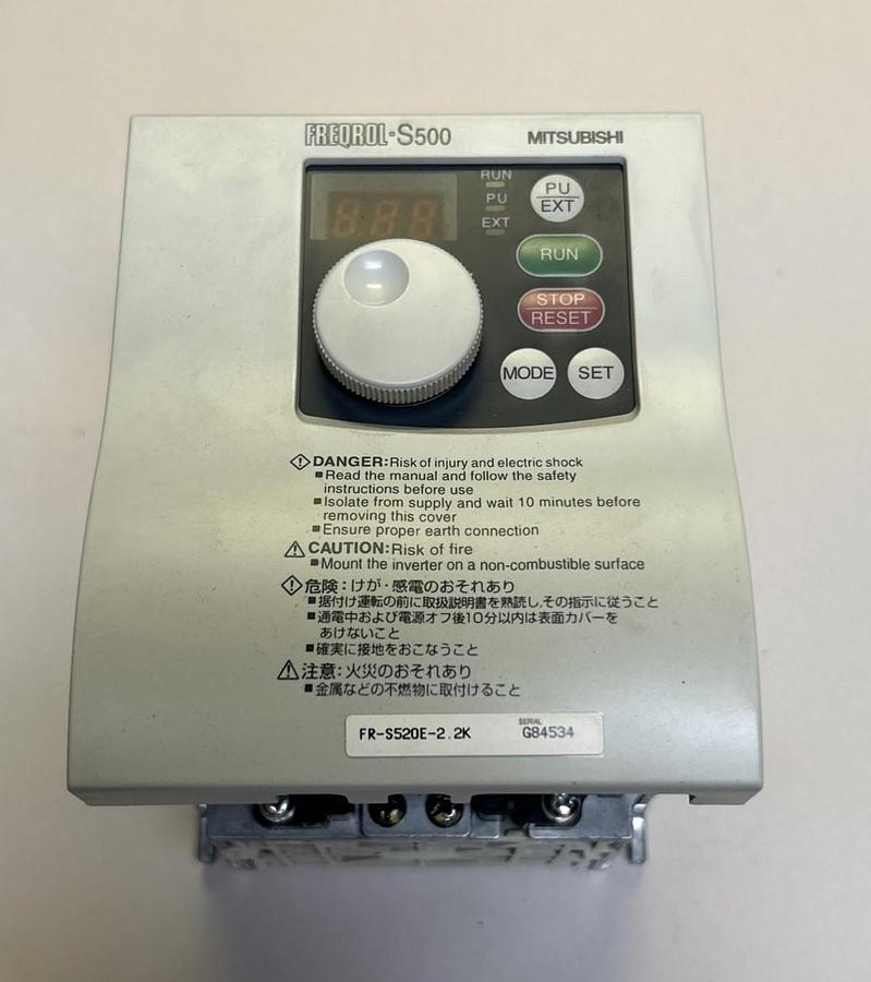 Used MITSUBISHI,FR-S520E-2.2K,INVERTER MISSING FRONT COVER