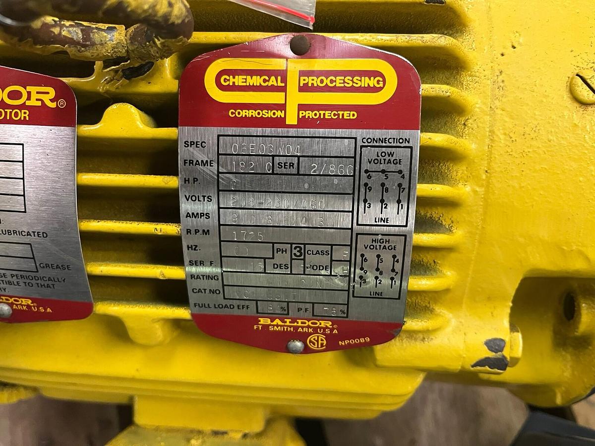 Used BALDOR,06E03W04,MARINE DUTY MOTOR 3HP 1725RPM 3PH 182C