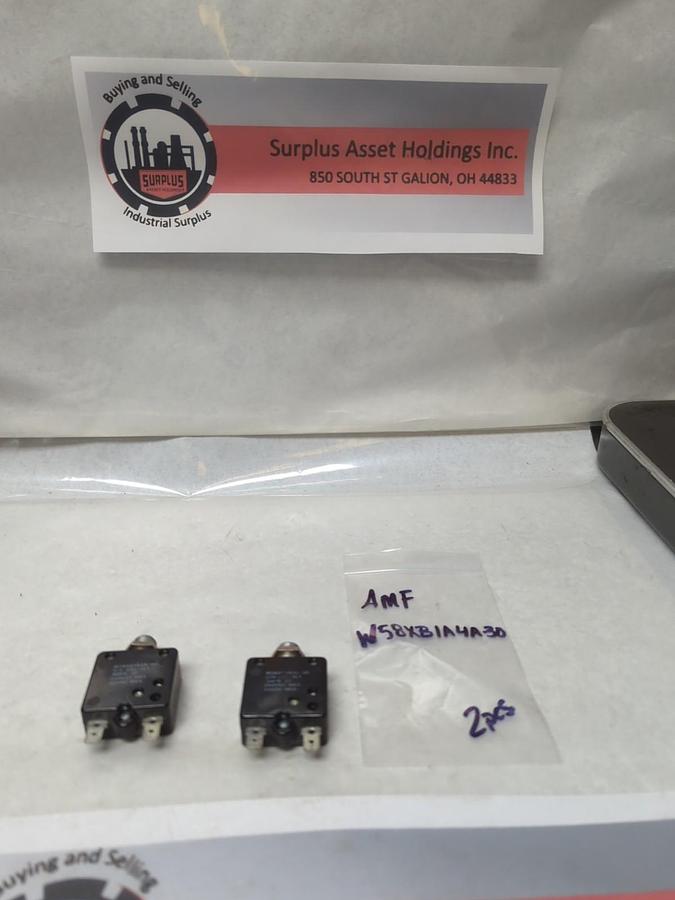 Used AMF,W58XB1A4A-30,RESET THERMAL CIRCUIT BREAKER 30 AMP LOT OF 2 PRE-OWNED