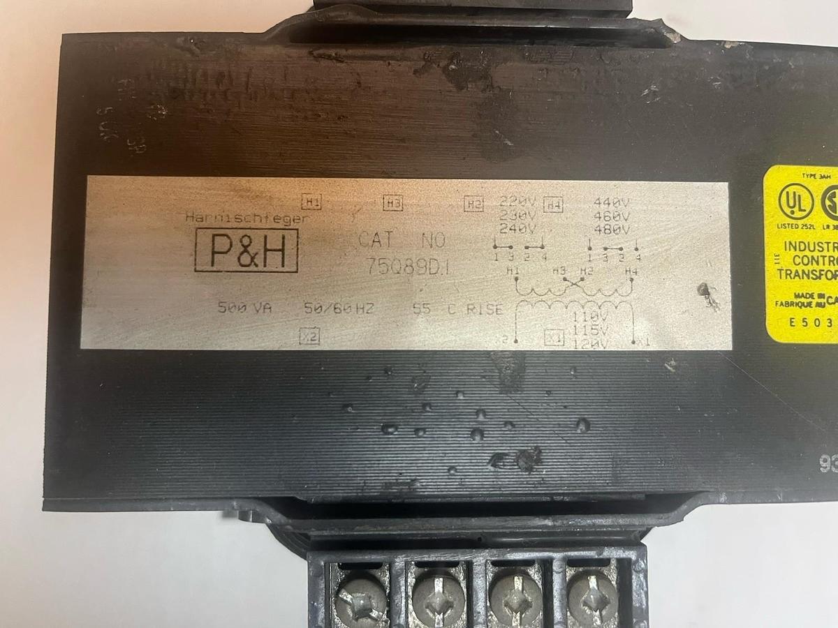P&H,75Q89D1,CONTROL TRANSFORMER 1PH 0.500KVA PRI 240/480V SEC 110/120V