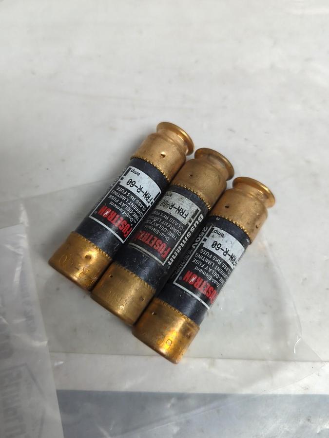Used COOPER BUSSMANN,FRN-R-60,FUSETRON 60 AMP FUSE LOT OF 3 PRE-OWNED