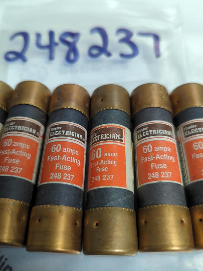 Used TRUE VALUE/MASTER ELECTRICIAN,248237,FAST ACTING 60 AMP FUSE LOT OF 6 PRE-OWNED