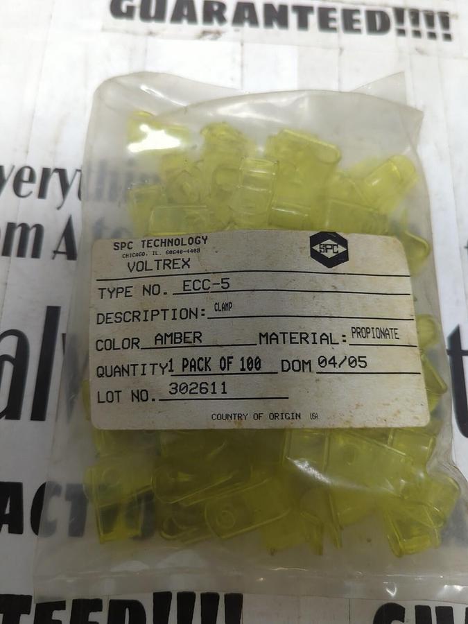 Used SPC VOLTREX,ECC-5,SINGLE LOOP AMBER PROPIONATE CLAMPS PACK OF 100 PCS NEW