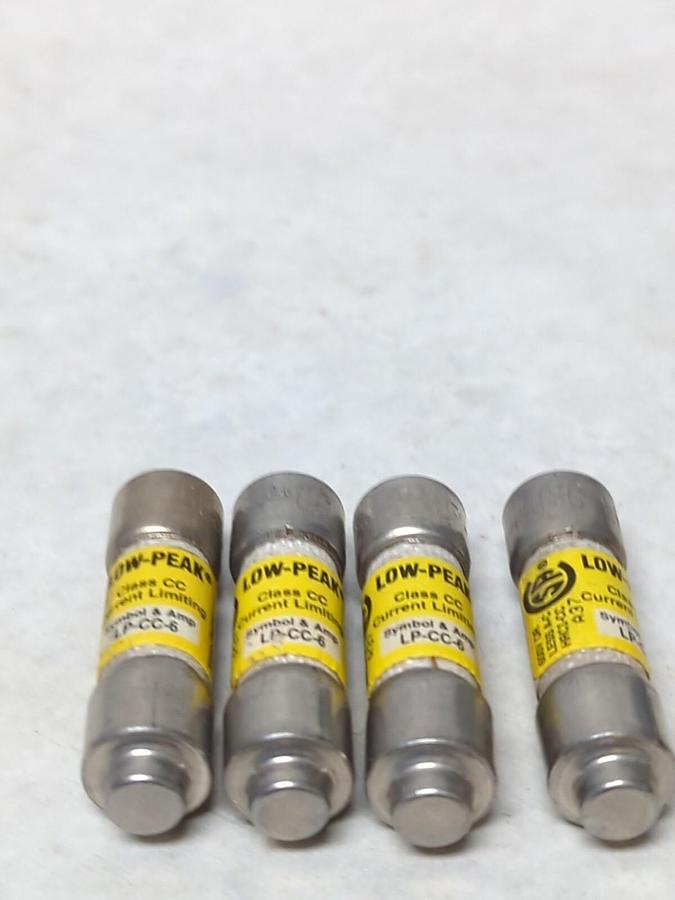 COOPER BUSSMANN,LP-CC-6,LOW-PEAK 6 AMP FUSE LOT OF 4 NOS