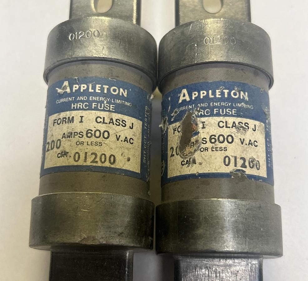 Used APPLETON,01200,FUSE 200A 600V LOT OF 2