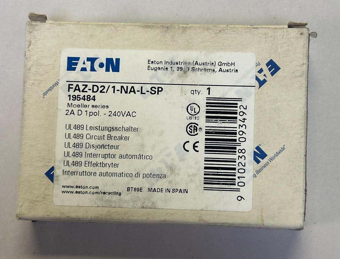 EATON,FAZ-D2/1-NA-L-SP,CIRCUIT BREAKER 2A 240V 1P NOS