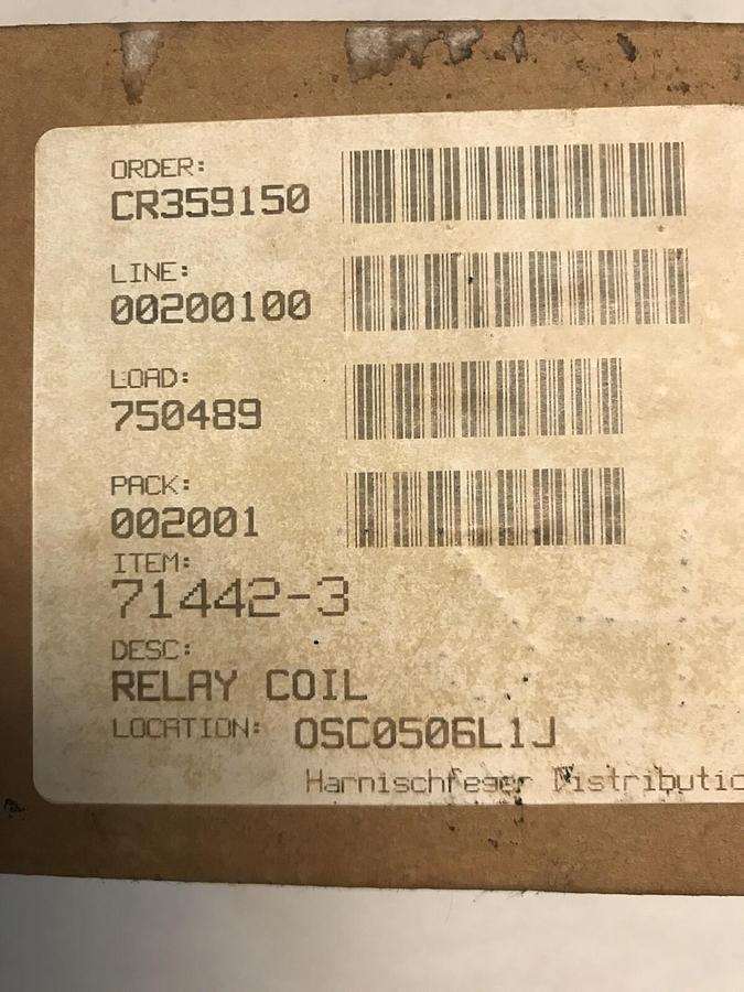 Used P&H Harnischfeger,71442 3,Relay Coil