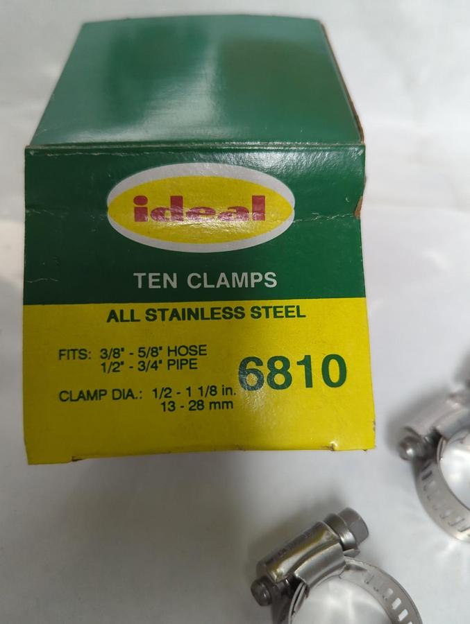 IDEAL,6810,STAINLESS STEEL HOSE CLAMP 1/2-1-1/8 INCHES BOX OF 10 NOS
