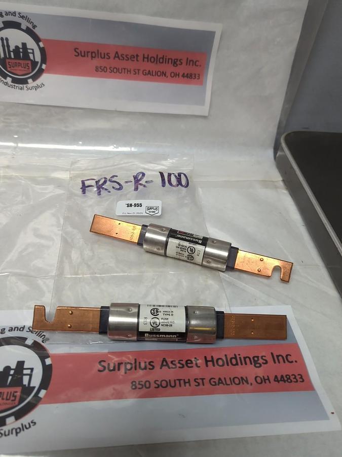 COOPER BUSSMANN,FRS-R-100,FUSETRON 100 AMP FUSES LOT OF 2 NOS