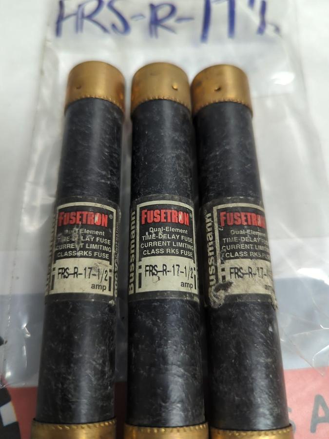 Used COOPER BUSSMANN,FRS-R-R-17-1/2,FUSETRON 17-1/2 AMP FUSE LOT OF 3 PRE-OWNED