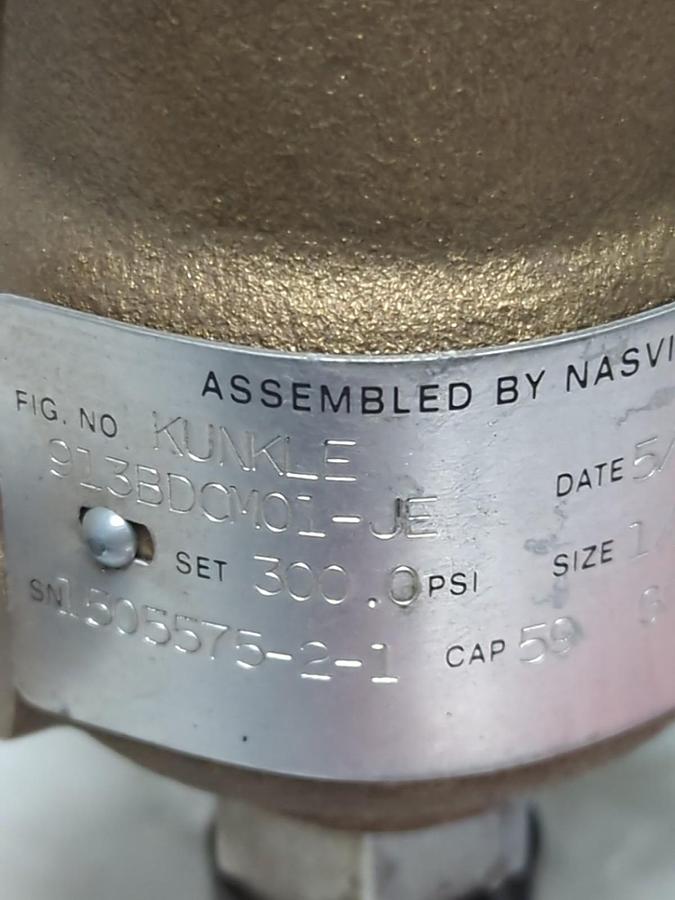 KUNKLE,913BDCM01-JE,RELIEF VALVE 300PSI 59GPM 1-1/2 INCH NOS