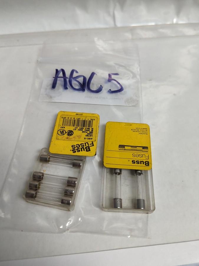 COOPER BUSSMANN,AGC-5,5 AMP FUSE LOT OF 6 NOS