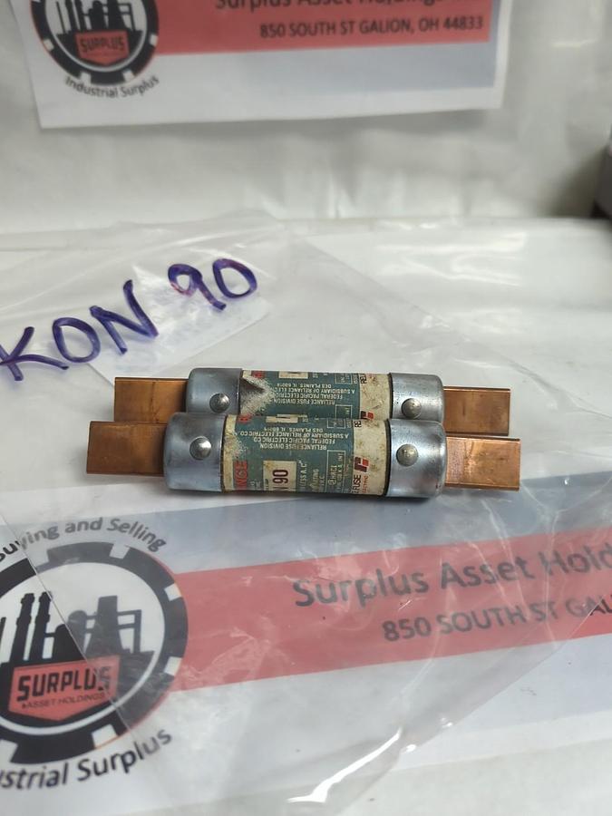 Used RELIANCE,KON90,ONE-TIME 90 AMP FUSE LOT OF 2 PRE-OWNED