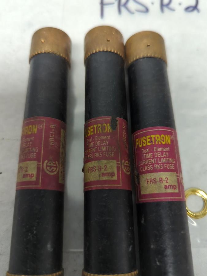 Used COOPER BUSSMANN,FRS-R-2,FUSETRON 2 AMP FUSE LOT OF 3 PRE-OWNED