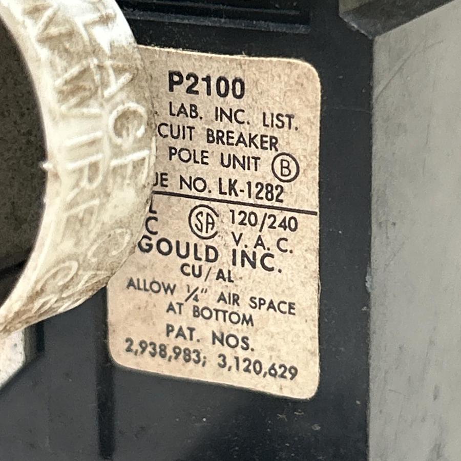 Used GOULD,P2100,PUSHMATIC CIRCUIT BREAKER 100A 120/240V 2P