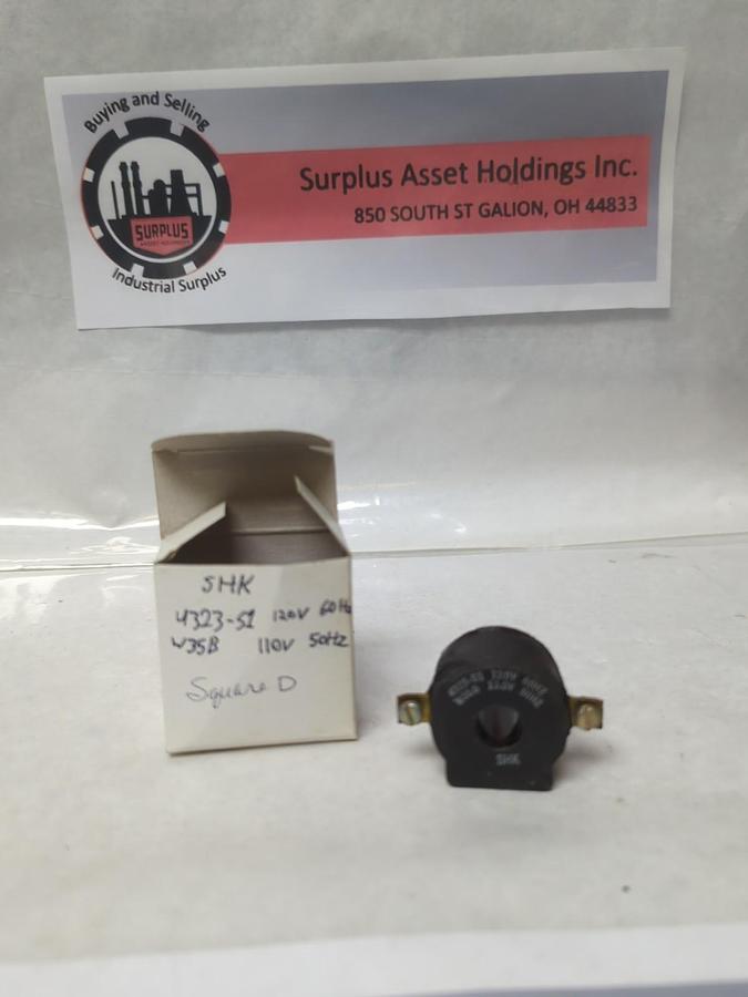 Used SQUARE D,4323-S1-W35A,MAGNETIC COIL SHK 120V 60HZ 110V 50HZ PRE-OWNED