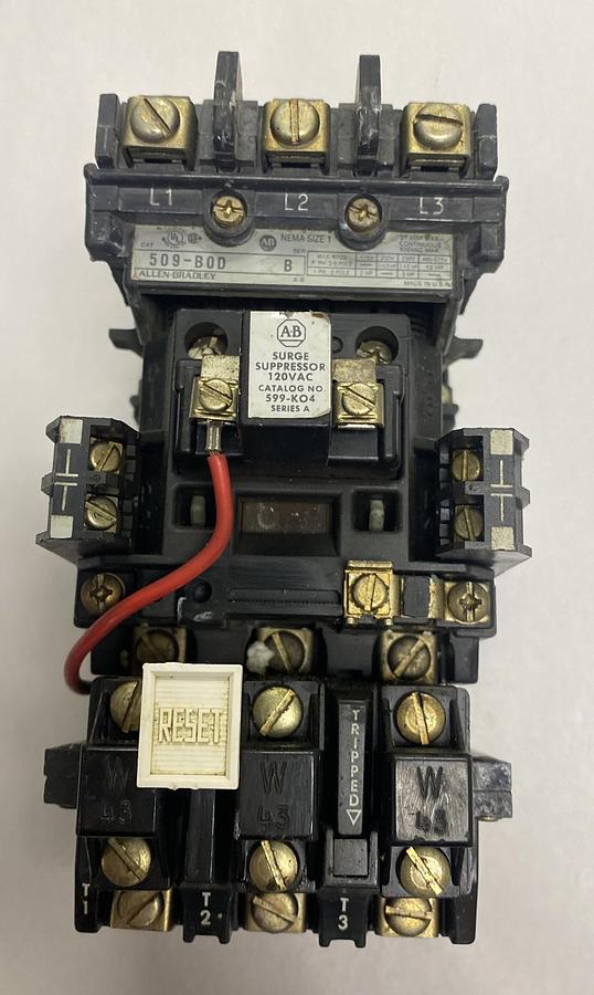 Used Allen-Bradley,509-B0D,Ser B Starter Size 1 27A 600V