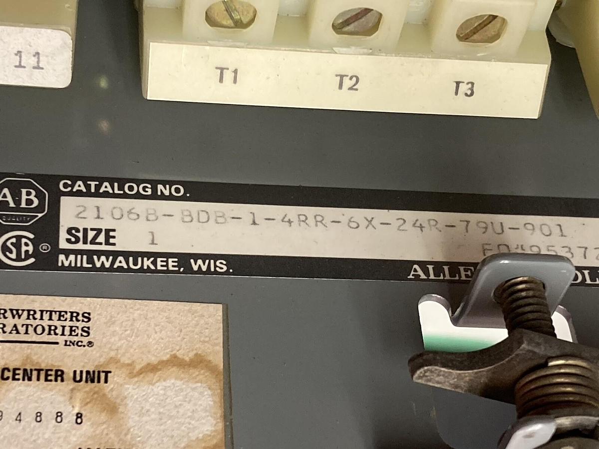 Used Allen-Bradley,2106B,Size 1 Fused MCC 20 Inch Reversing Starter Feeder Bucket